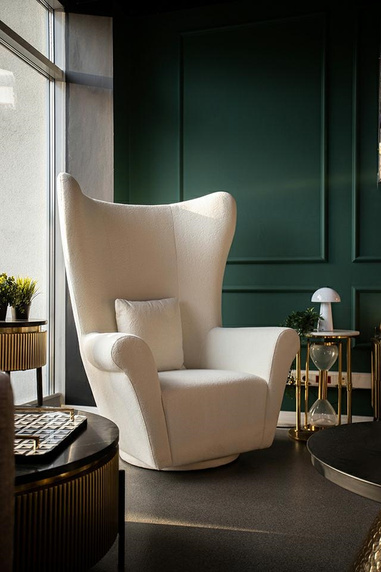 MaMaison fotel obrotowy GROSDOS biały / chenille