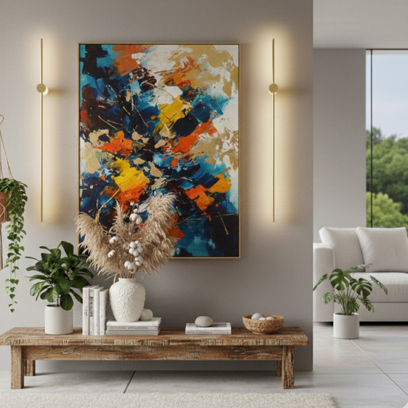 Lampa ścienna SPARO 100 cm - prosty, długi LED, złoty połysk