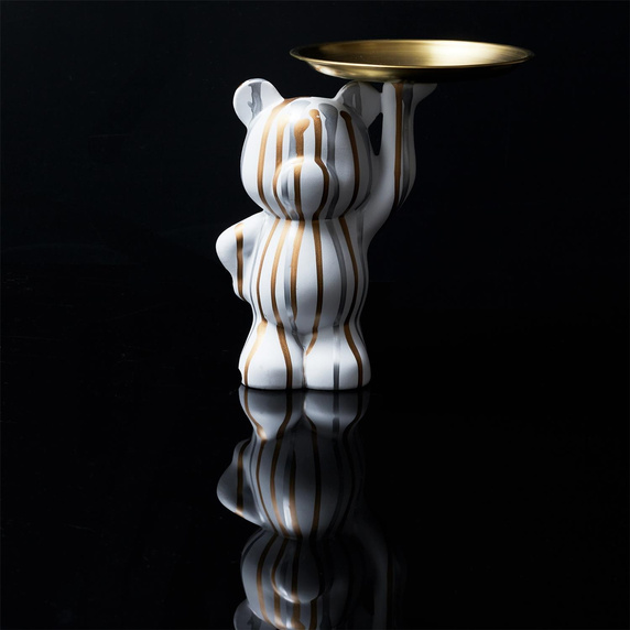 Figurka Miś z tacą do przechowywania      biała