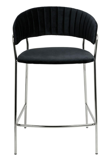 Krzesło barowe MARGO 65 czarny - welur, podstawa chromowana