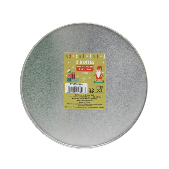 Zestaw 2 pudełek świątecznych metalowych  biało/zielone