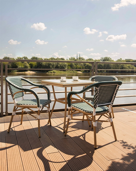 Krzesło ogrodowe CAFE MIRAMAR turkus / morski rattan