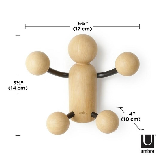 UMBRA wieszak ścienny WOODY WALL  HOOK czarny/naturalny