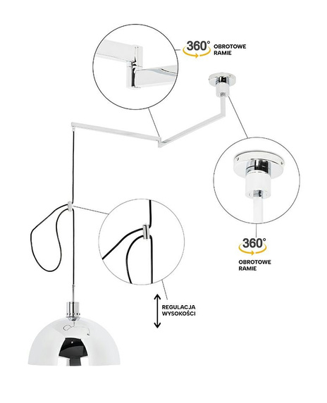 MOOSEE lampa wisząca ROTA 360 srebrny chrom