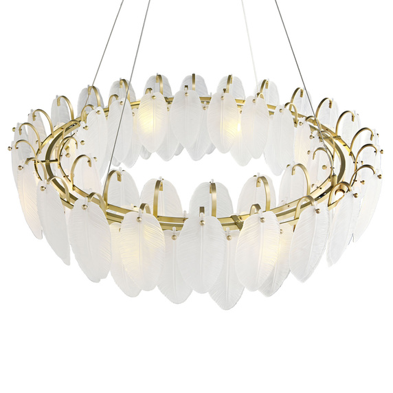 Lampa wisząca PIUMA mosiądz biała 80 cm