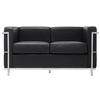 Sofa dwuosobowa SOFT LC2 czarna - włoska skóra naturalna, metal