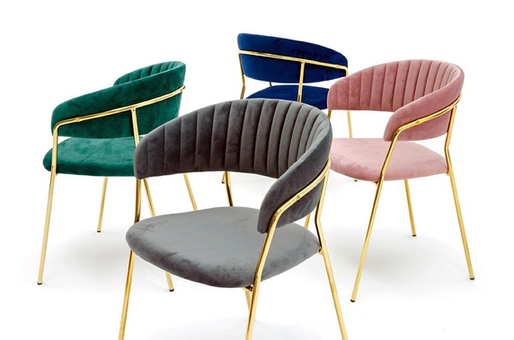 Krzesło MARGO ciemny szary - welur, podstawa złota