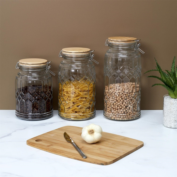 Słoik do przechowywania z pokrywką        bambusową 2,7l