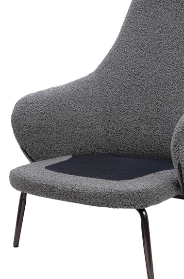 Fotel LOBBY TEDDY szary - stal, opal