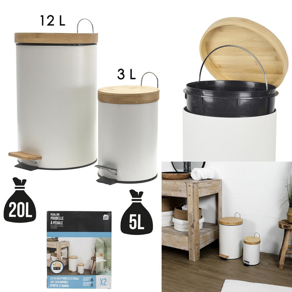 Zestaw 2 koszy na śmieci białe