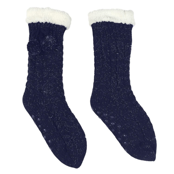 Skarpety w warkoczykowy splot granatowe