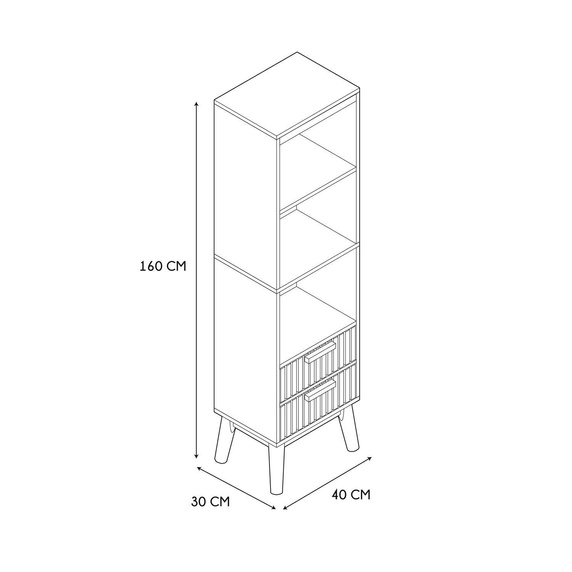 Regał Klaus wąski z 2 szufladami naturalny