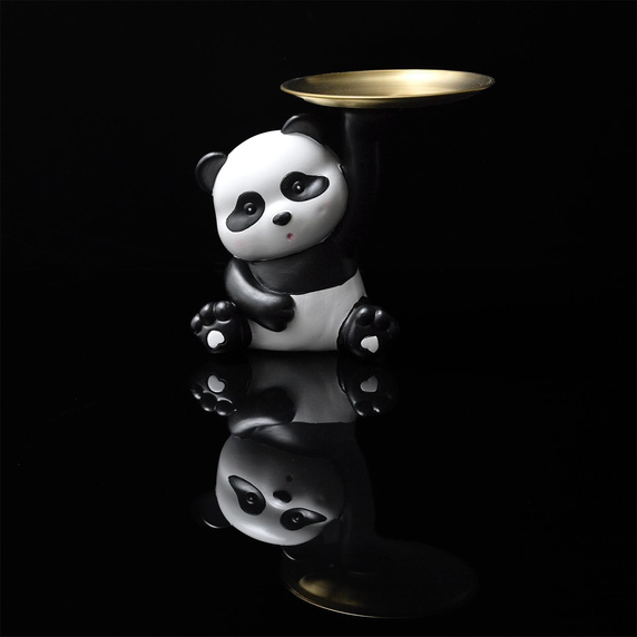 Figurka dekoracyjna organizer Panda ze złotą tacą