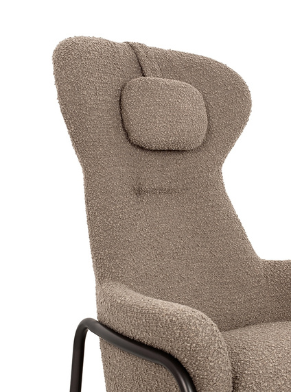 Fotel TEDDY GRAND z podnóżkiem ciemny brązowy - stal