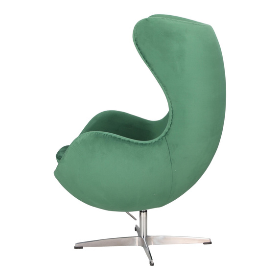 Fotel Jajo Velvet zielone/ srebrna podstawa