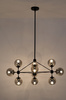Lampa wisząca PLANETARIO 10 czarna - klosze dymione