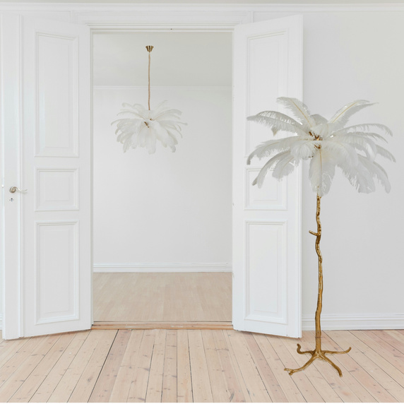 Lampa wisząca EMU pióra białe 100 cm