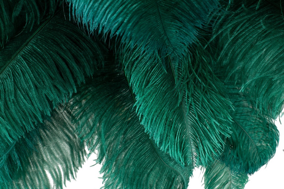 Lampa podłogowa TIFFANY 175 zielona  mosiądz / naturalne pióra