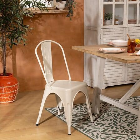 Krzesło Paris Edge metalowe kremowe