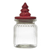 Słoik z pokrywką w kształcie choinki      czerwony
