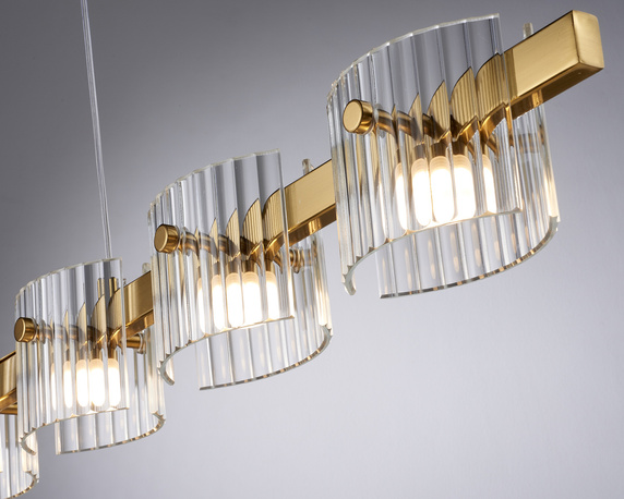 Lampa wisząca LED BACCIO złota 120 cm - nowoczesna lampa nad stół i wyspę