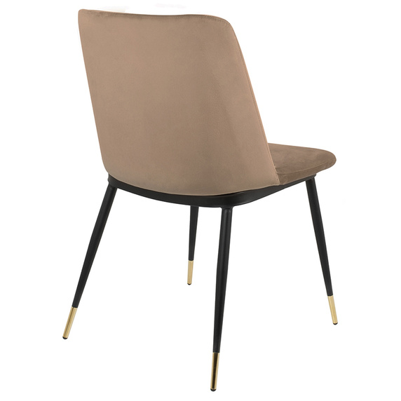 Krzesło DIEGO khaki / beżowe - welur, podstawa czarno złota