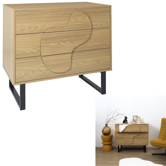 Komoda Calypso z 3 szufladami dąb/czarna