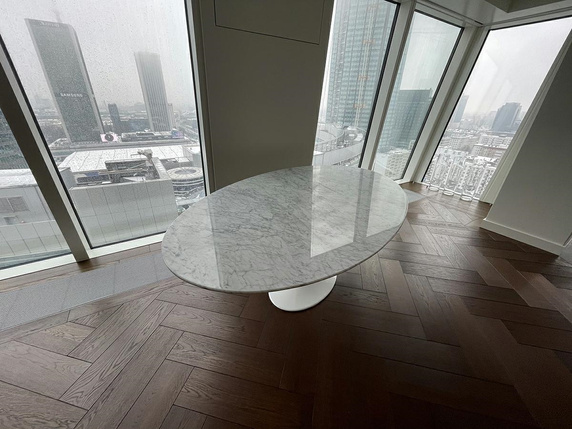 Stół TULIP ELLIPSE MARBLE CARRARA 200     biały - marmur, metal