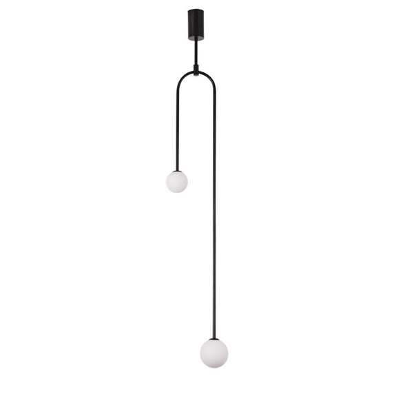 Lampa wisząca LOOP czarna 123 cm z białymi kloszami - nowoczesna do salonu