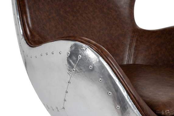 Fotel EGG AVIATOR PU brązowy - ekoskóra,  metal