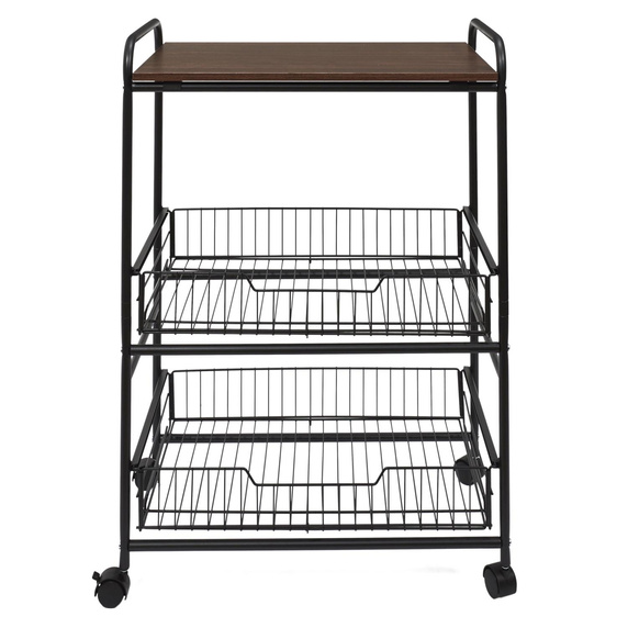 Wózek barek Dolie czarny/ orzech