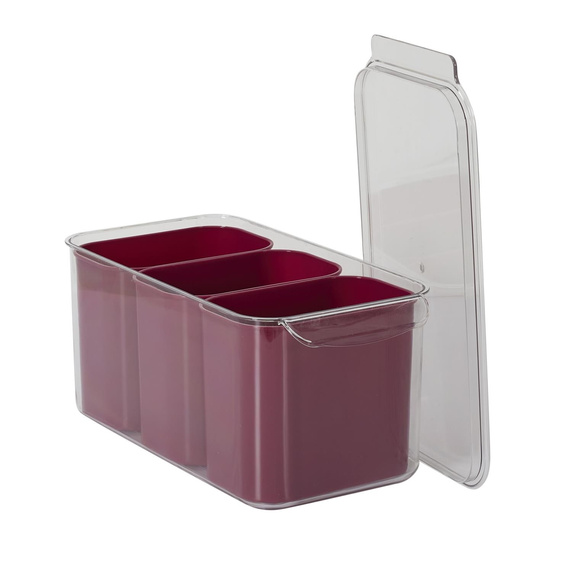 Pojemnik potrójny do przechowywania   w lodówce szary