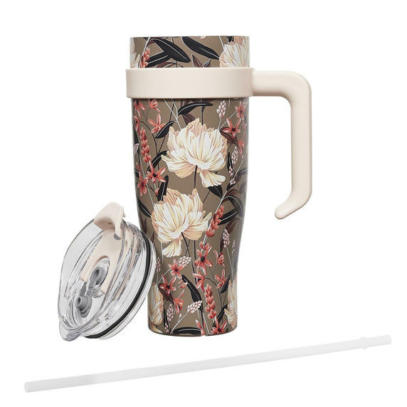 Kubek termiczny z uchwytem Fleur 1,2l     beżowy