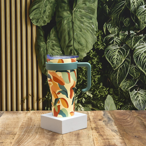 Kubek termiczny Mini Miami Floral         zielony uchwyt