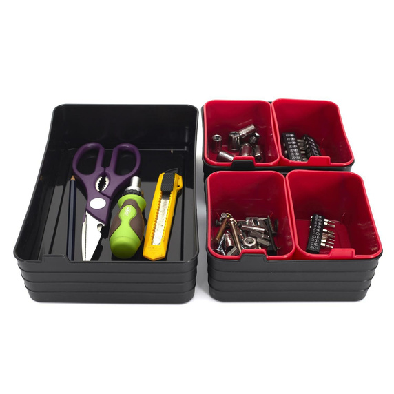 Zestaw 7 organizerów czarne/czerwone