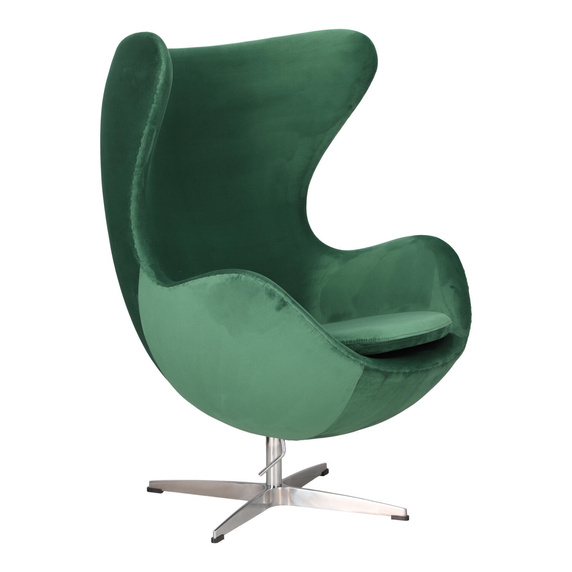 Fotel Jajo Velvet zielone/ srebrna podstawa