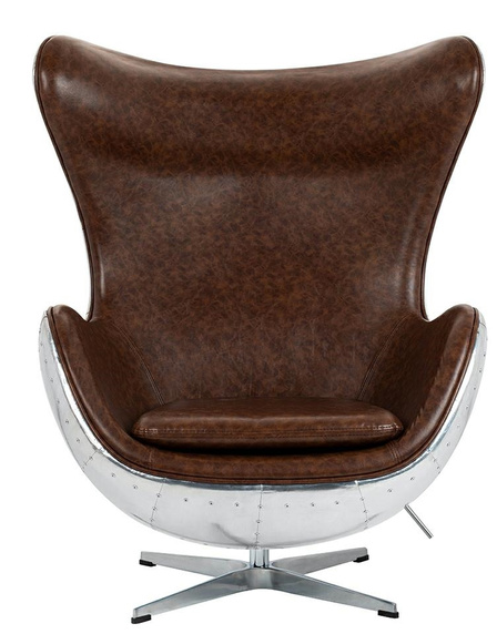 Fotel EGG AVIATOR PU brązowy - ekoskóra,  metal