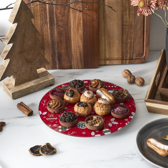 Taca obrotowa na ciasto czerwona 28cm