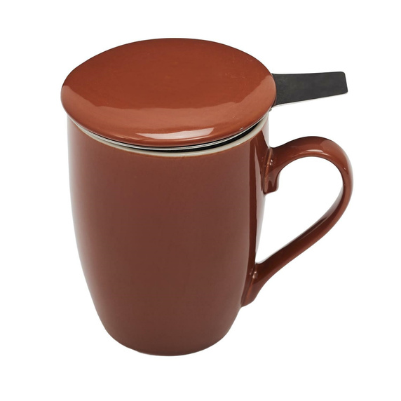 Kubek Mira pomarańczowy z zaparzaczem     i pokrywką