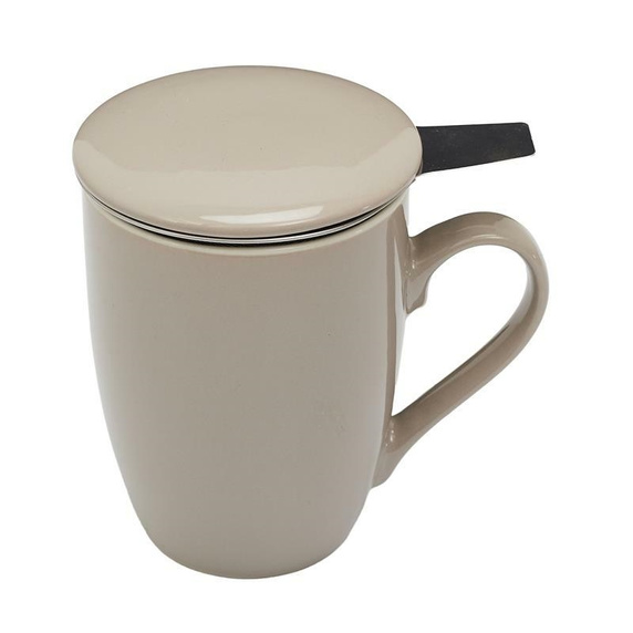 Kubek Mira beżowy z zaparzaczem           i pokrywką