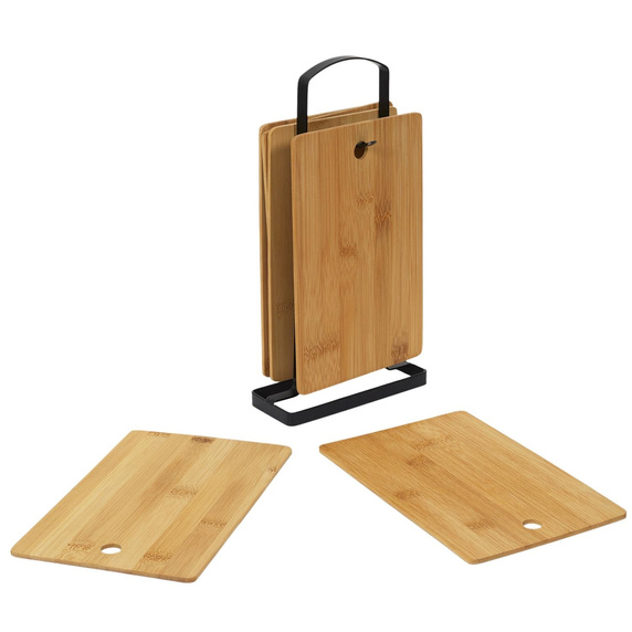 Zestaw 6 desek do krojenia bambusowych    na stojaku