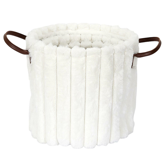 Zestaw 3 koszy tkanina Furry białe