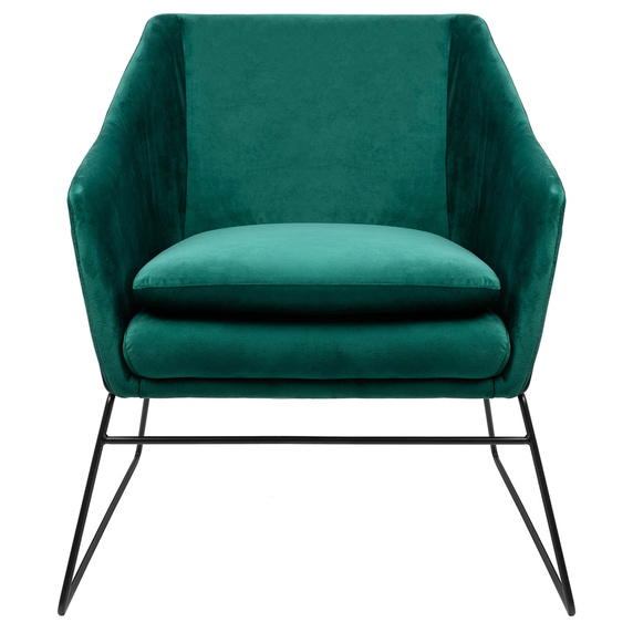 Fotel EMMA VELVET ciemny zielony -        welur, metal