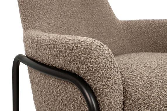 Fotel TEDDY GRAND z podnóżkiem ciemny brązowy - stal