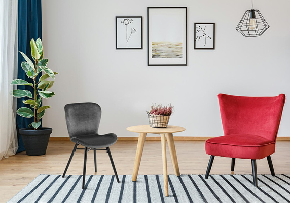 ACTONA krzesło BATILDA 1A ciemny szary - drewno, welur