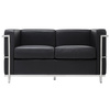 Sofa dwuosobowa SOFT LC2 czarna - włoska skóra naturalna, metal