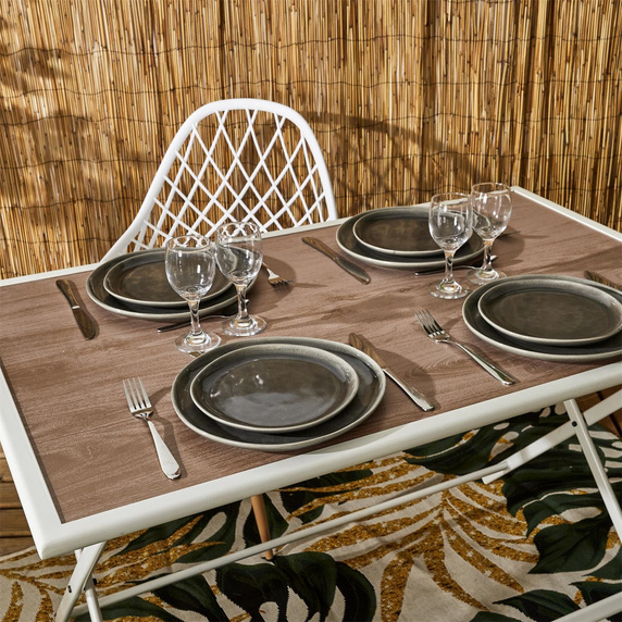 Stół Barcelona z efektem drewna metalowy110x70