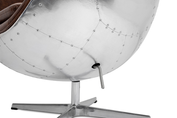 Fotel EGG AVIATOR PU brązowy - ekoskóra,  metal