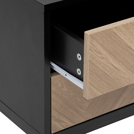 Szafka nocna Chevron z efektem            naturalnego drewna