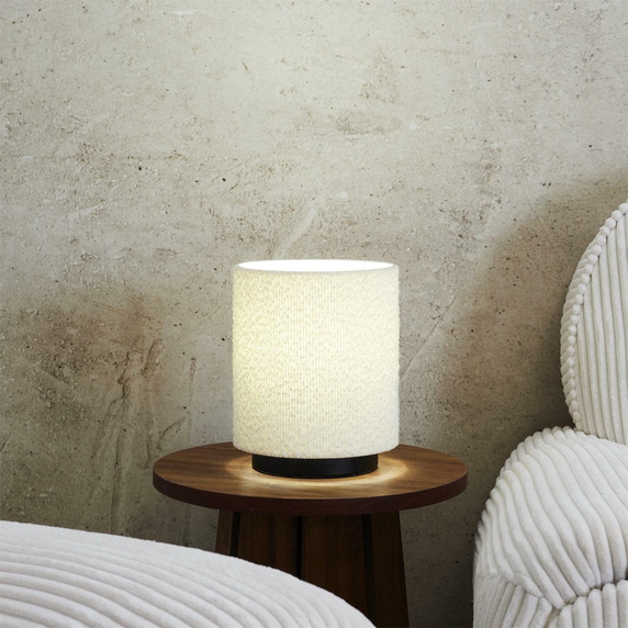 Lampa stołowa z kloszem boucle biała